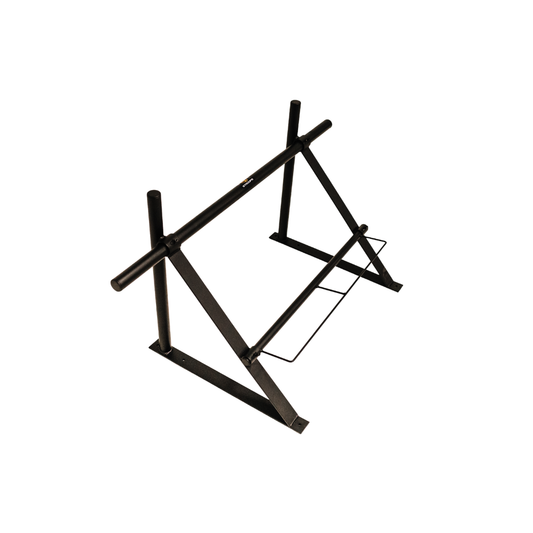 Black metal stand on a white background