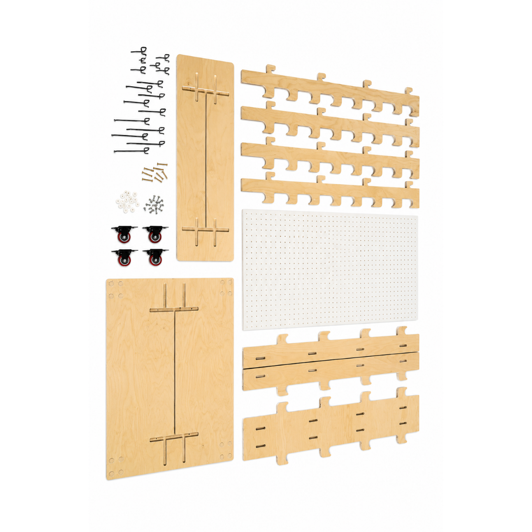 Pieces for wood equipment storage rack