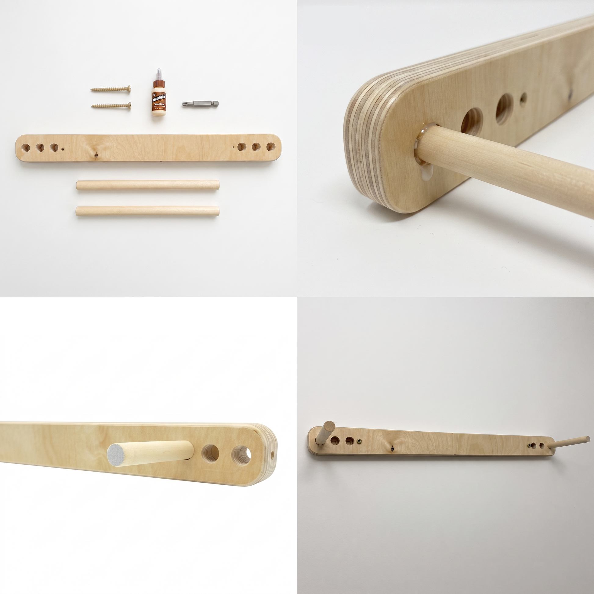Adjustable peg spacing options on the Wood Adjustable Mat Rack.
