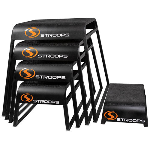 Stroops Ergo Plyo Boxes soft-edge plyometric boxes shown disassembled - individual components view