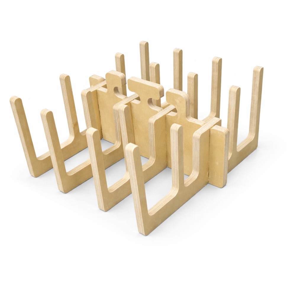 Wooden tape caddy on a white background
