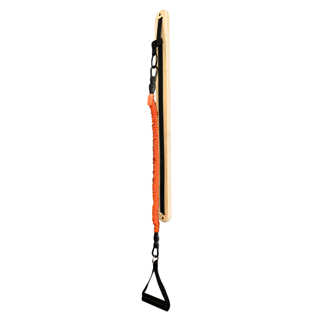 Resistance band with handles on a white background