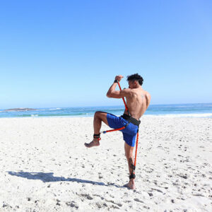 Stroops MMA athlete using the striker on a beach