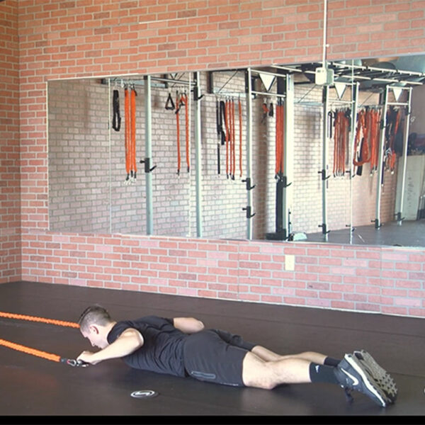 Stroops trainer Caysem doing Fit Stik Pro prone lat pull