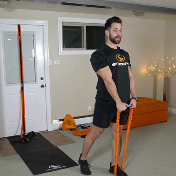 Stroops trainer James doing VITL staggered stance single leg deadlift