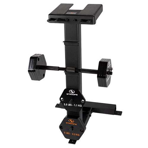 Stroops Bellitron Stand with barbell and plates