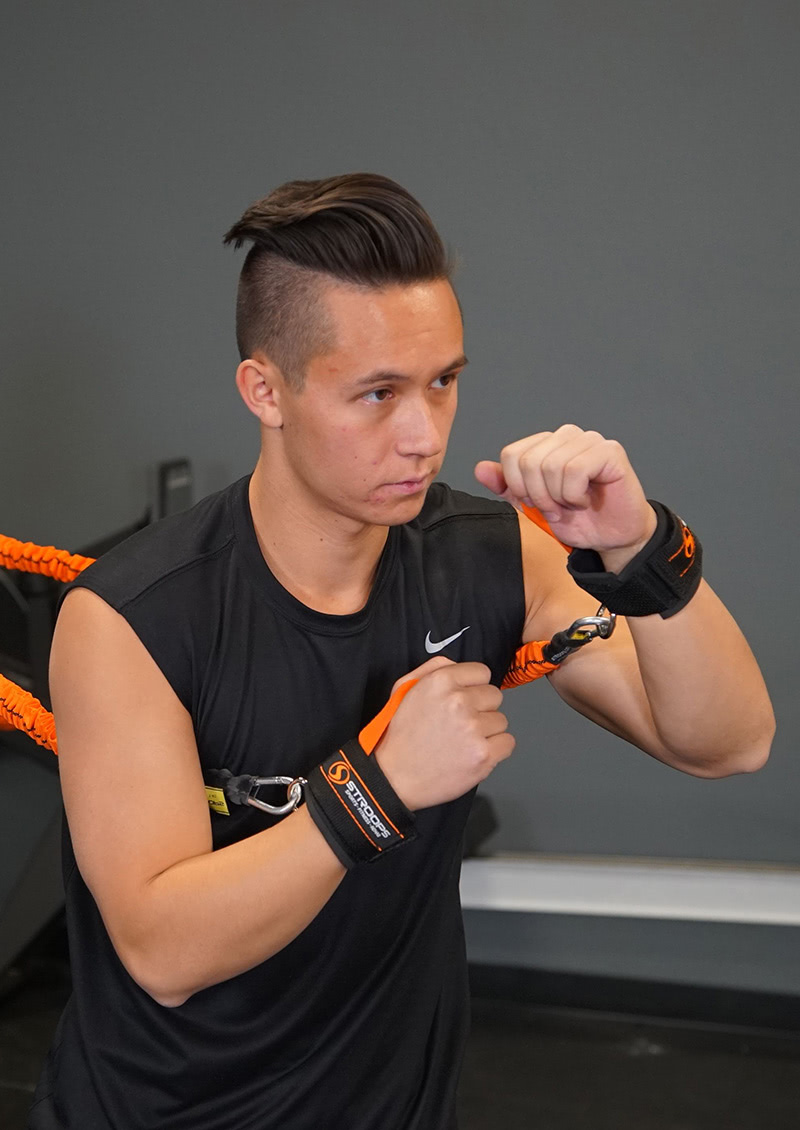 stroops athlete training with punch cuffs