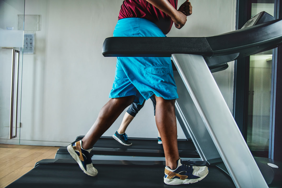 Man running on a treadmill