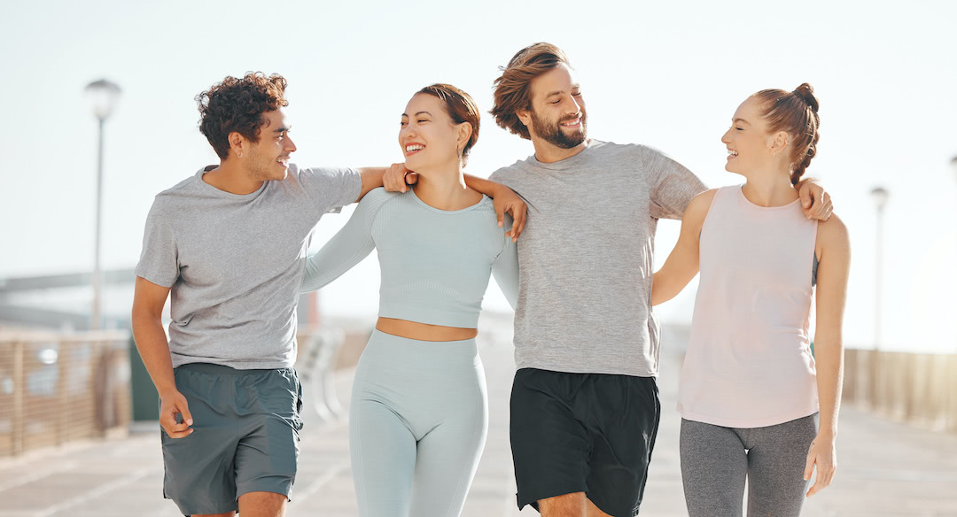 Adults working out together for accountability in fitness.