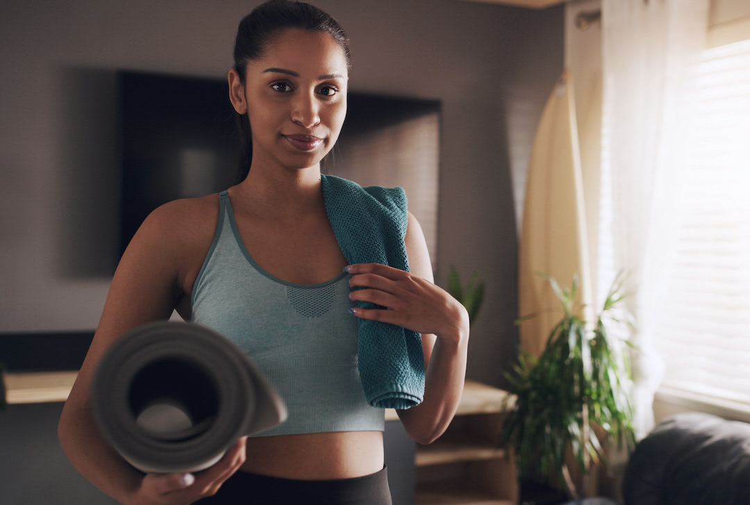 Woman preparing to exercise