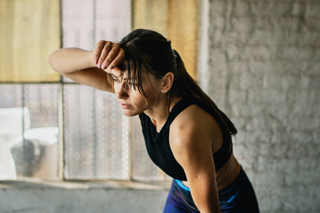 Dehydrated female athlete