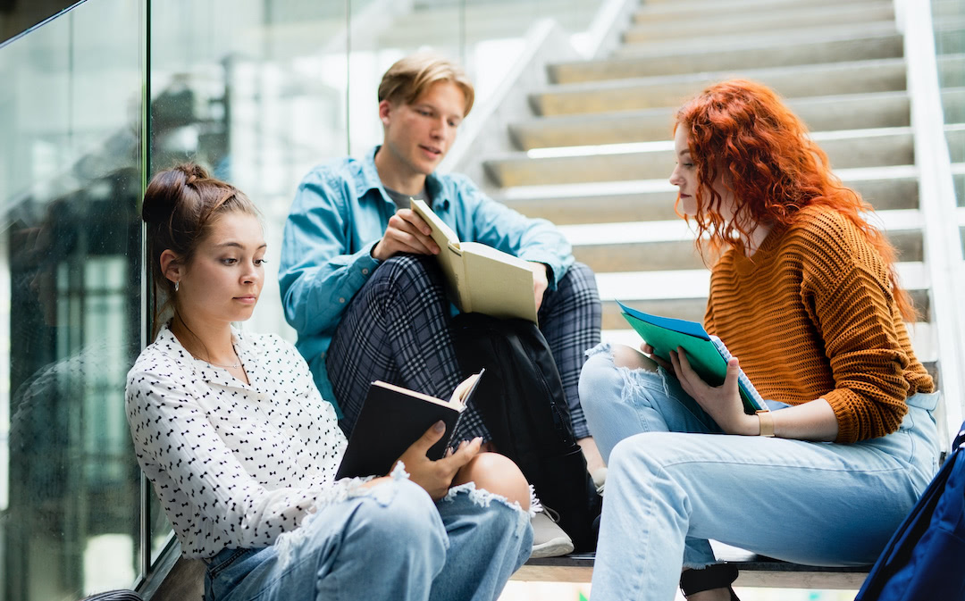 College students talking as a group